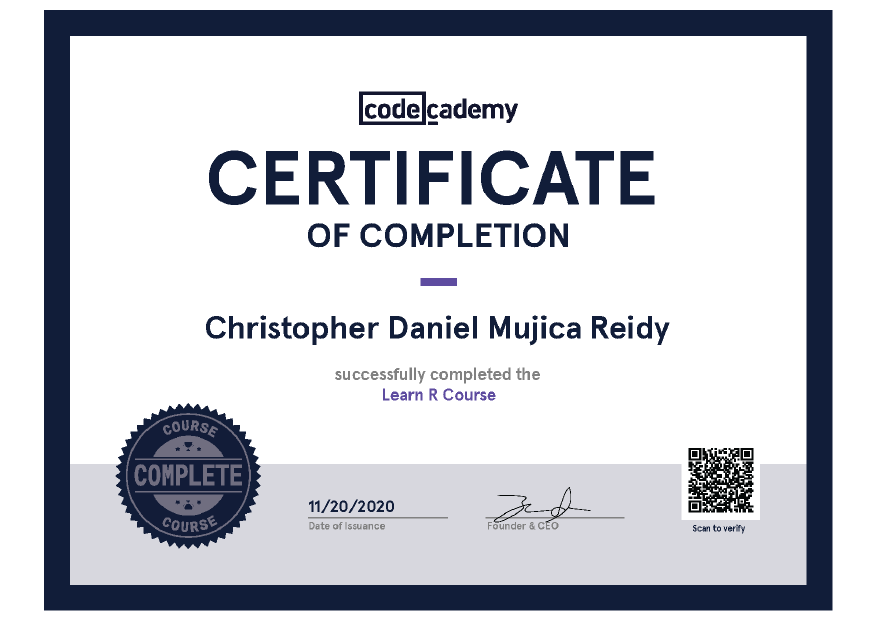 Learn R Certificate